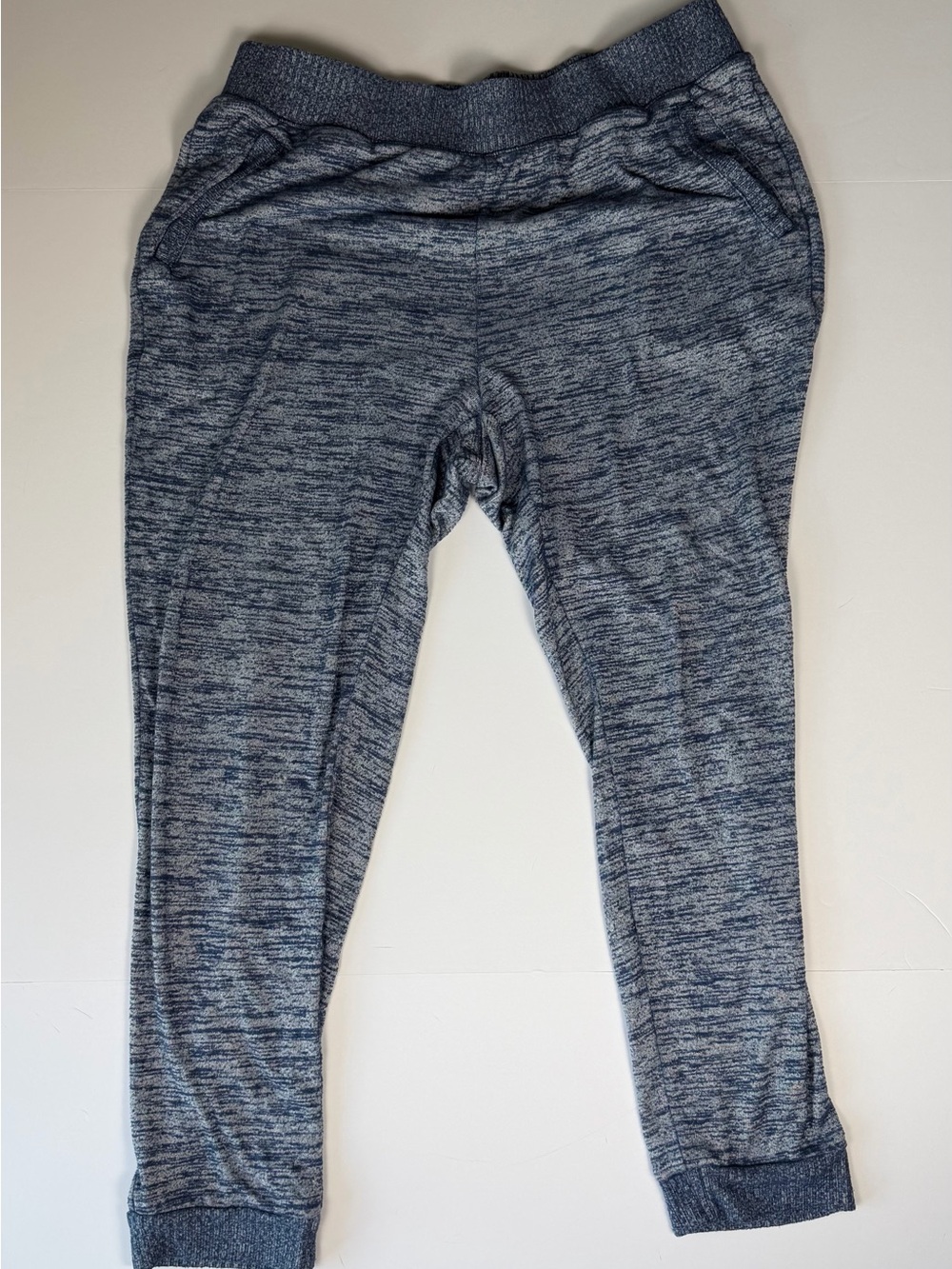 Chico’s Zenergy Jogger Pants 2R 12/14 Navy Heather Marled Slim Knit